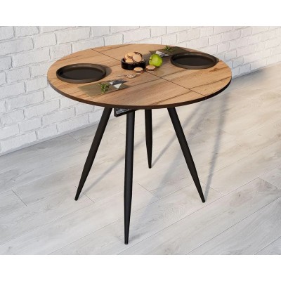 Стол ВВР Элип-2 дуб кера/черный конус, пластик